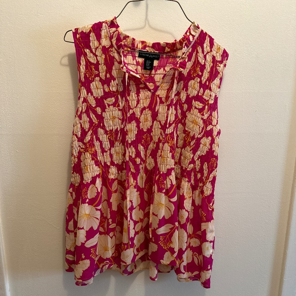 Cynthia Rowley smocked sleeveless size M top-EC